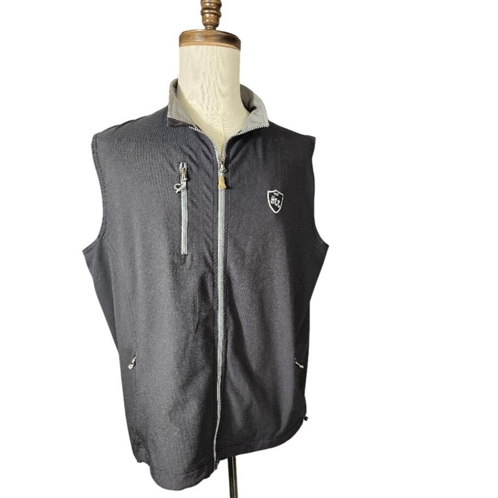 Peter Millar Mens Vest Black Element Windproof Golf Vest HCC‎ Logo Size L
